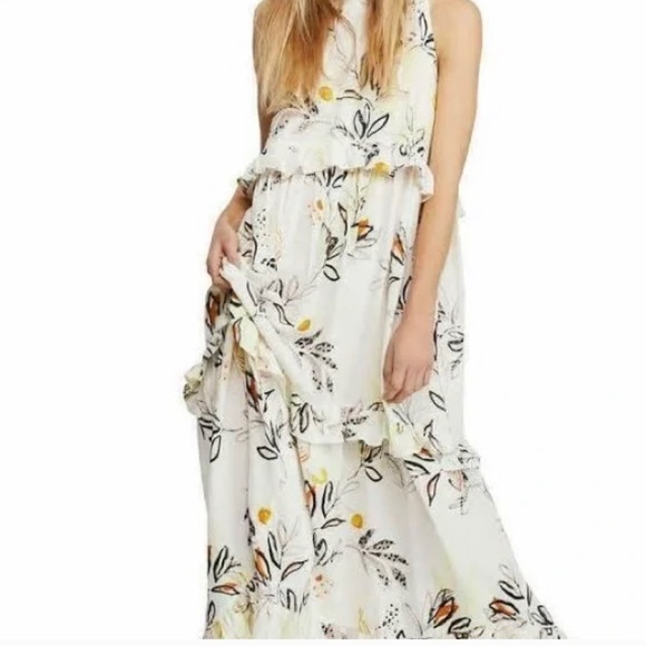 Free People Ruffled Oversized Cream Maxi Dress - Picture 3 of 10